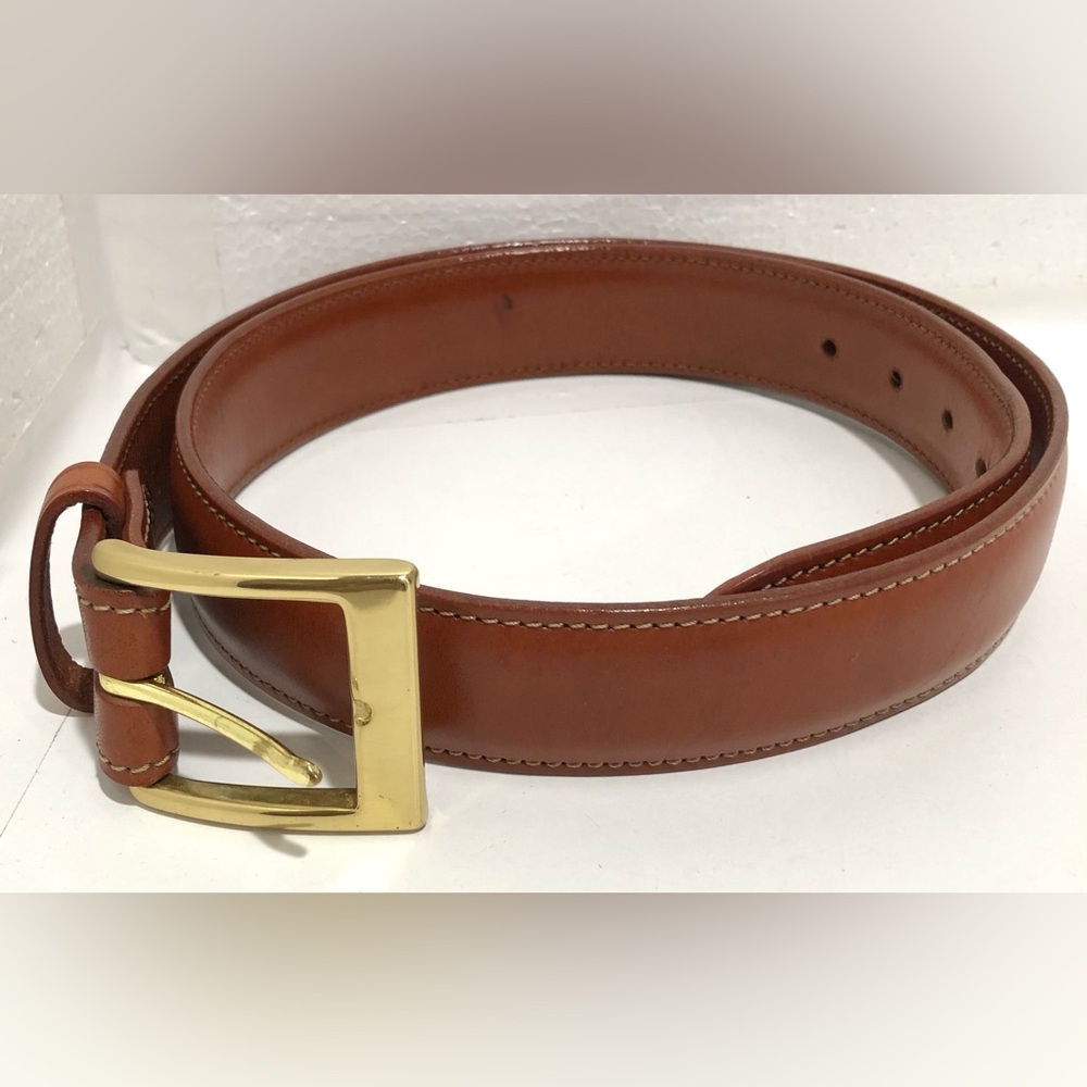 Galco Brown Leather Belt with Gold Buckle